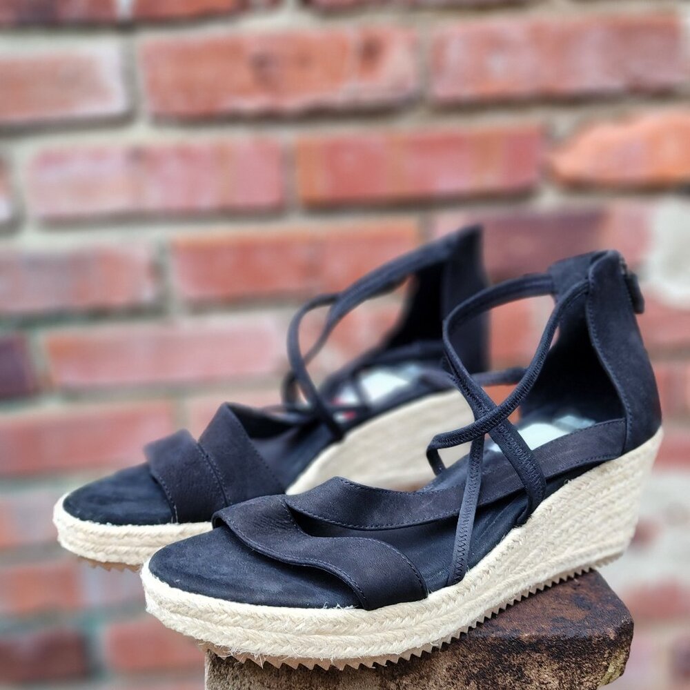 Eileen Fischer Nubuck Espadrille Wedge Sandal NWt